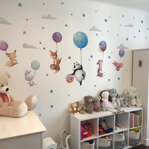 www.smallart.pl naklejka na ścianę do pokoju dziecięcego naklejka zwierzęta i balony zwierzątka na balonikach króliczki i balony naklejka ścienna naklejka dekoracyjna ozdoba balony tapeta (2)