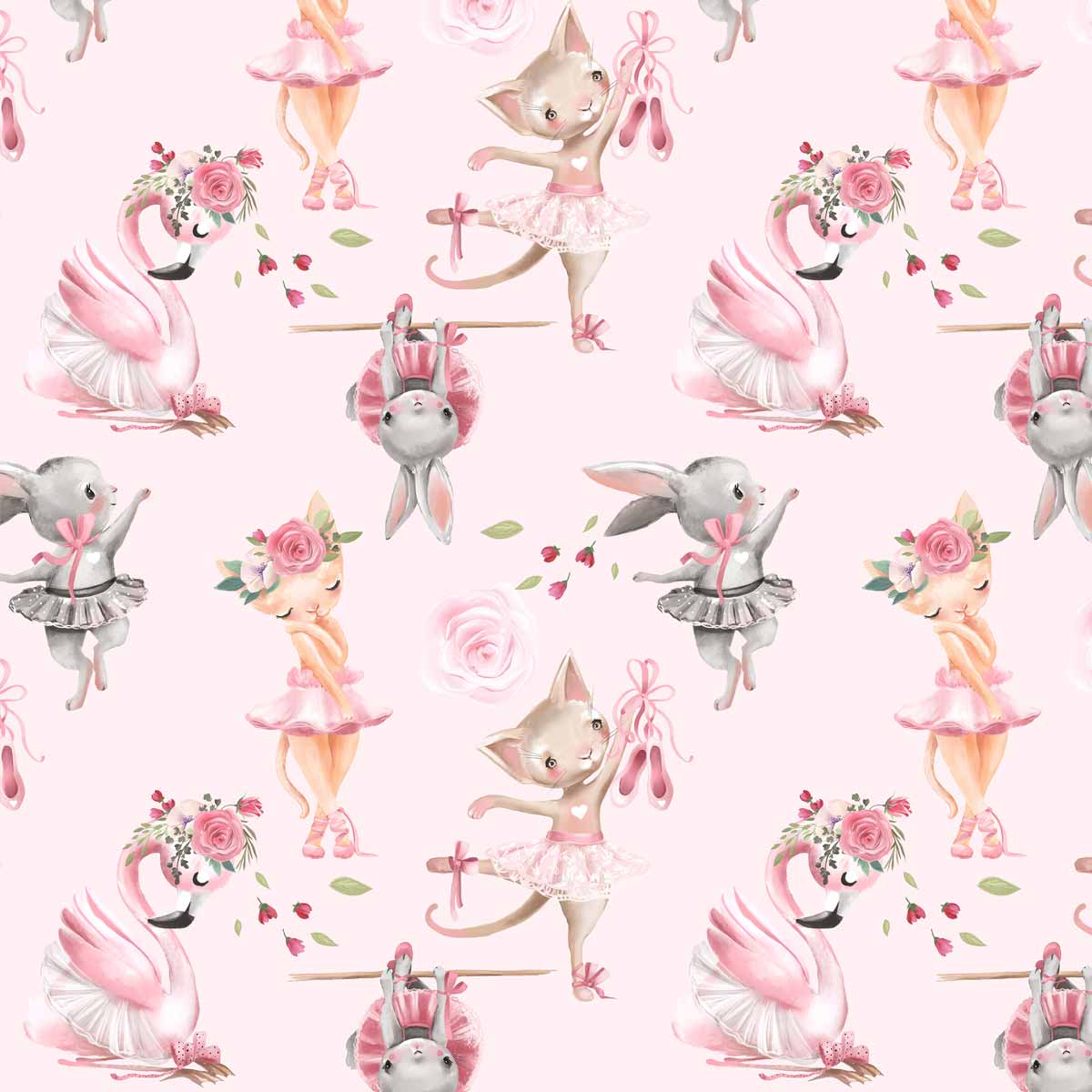 www.smallart.pl tapety do pokoju dziecięcego dla dziewczynki chłopca balet różowe zwierzątka kwiaty kolorwe słodkie (3)