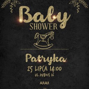 www.smallart.pl zaproszenia glamour baby shower zaproszenia na baby shower chłopczyka dziewczynki eleganckie złote srebrne czarne (4)