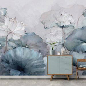 Tapeta na wymiar Kwiaty niebieskie pastelowe