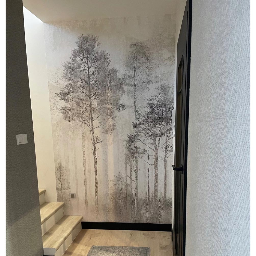 www.smallart.pl las vintage drzewa natura tapeta fototapeta cień mgła szkicowane drzewo szkic malowane do salonu spyialni wiatrołapu klatkę schodową (3)