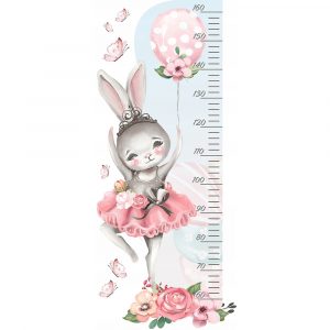www.smallart.pl naklejka na ścianę miarka wzrostu króliczek pomysł na prezent odwietki do pokoiku dziewczynki królik z balonikami dekoracja pokoju (1)