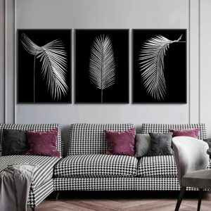 www.smallart.pl komplet 3 obrazów tryptyk srebnre liście palmy srebrny liść monstery w srerbnej ramcje srebrne ramki 50x70 a1 40x50 a2 30c40 a2 zielone tło czarne tło niebieskie tło (2)