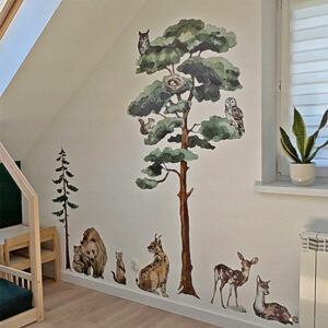 www.smallart.pl naklejka drzewa zwierzęta leśne zwierzątka polana las drzewka naklejka do pokoju dziecięcego dla chłopca dziewczynki (1)