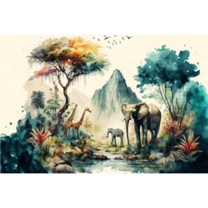 www.smallart.pl tapeta fototpatea dżungla safari jungla zwierzęta do salonu sypialni modna malowana farbą (2)