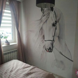 www.smallart.pl tapeta kon fototapeta konik biały koń dla dziewczynki dziewczęca do pokoju dziecka dziecięca (3)
