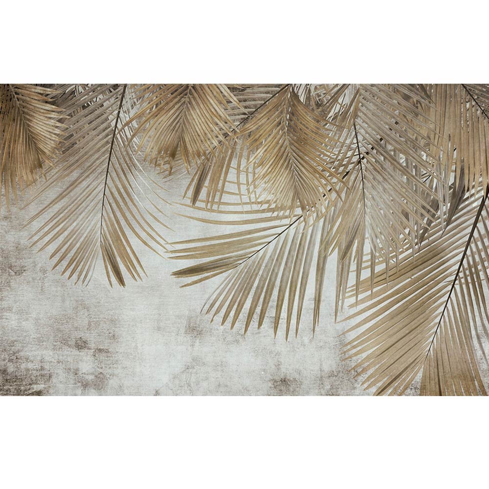 www.smallart.pl fototapeta tapeta liście palmy złote do salonu sypialni jadalni korytarza modna zmywalna wododporna liście dżungla las złote (2)
