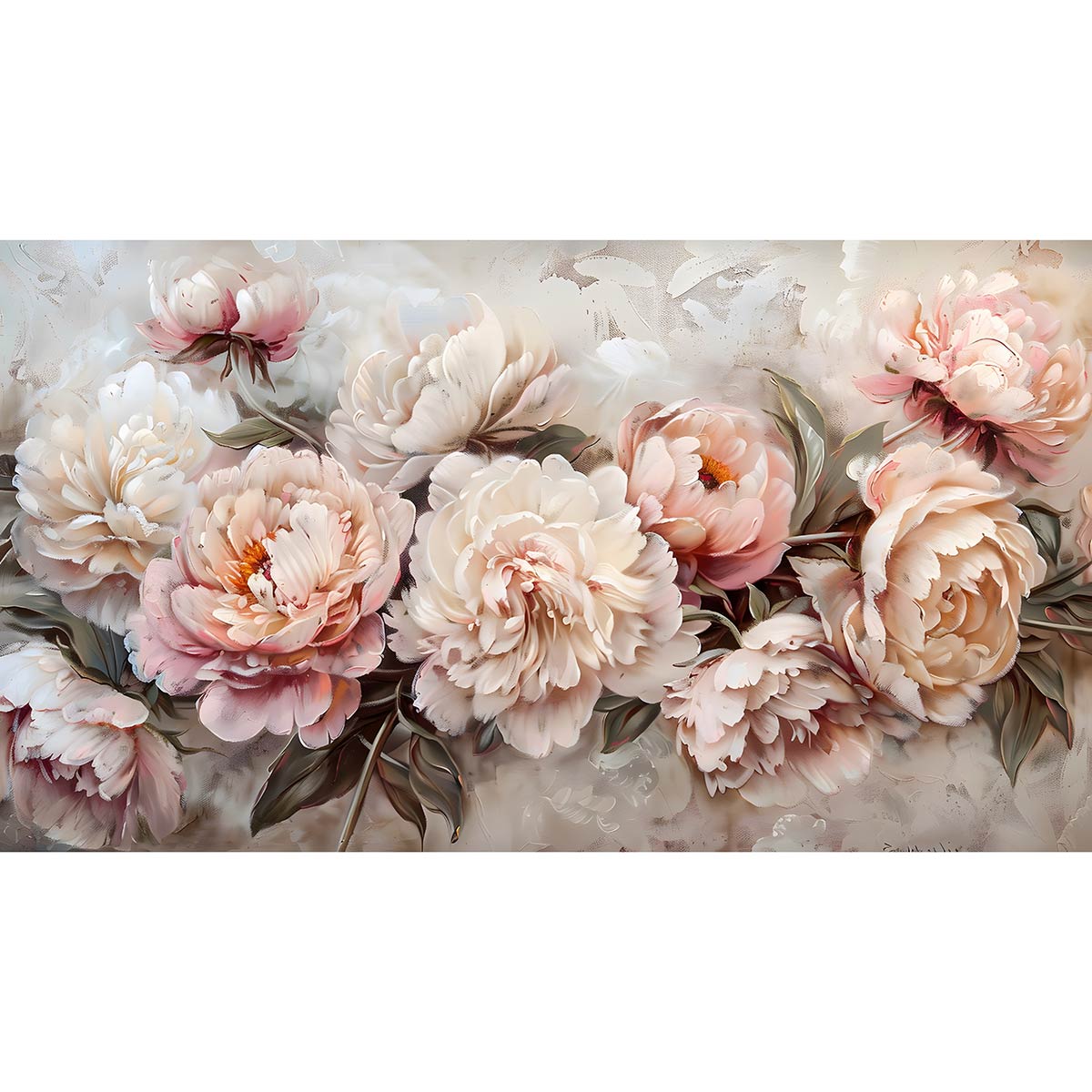 www.smallart.p tapeta fototapeta na wymiar dla dorosłych do salonu sypialni jadalni kwiaty pastelowe kolory róże begonie peonie różowe białe beżowe róża begonia piwonia piwonie (1)