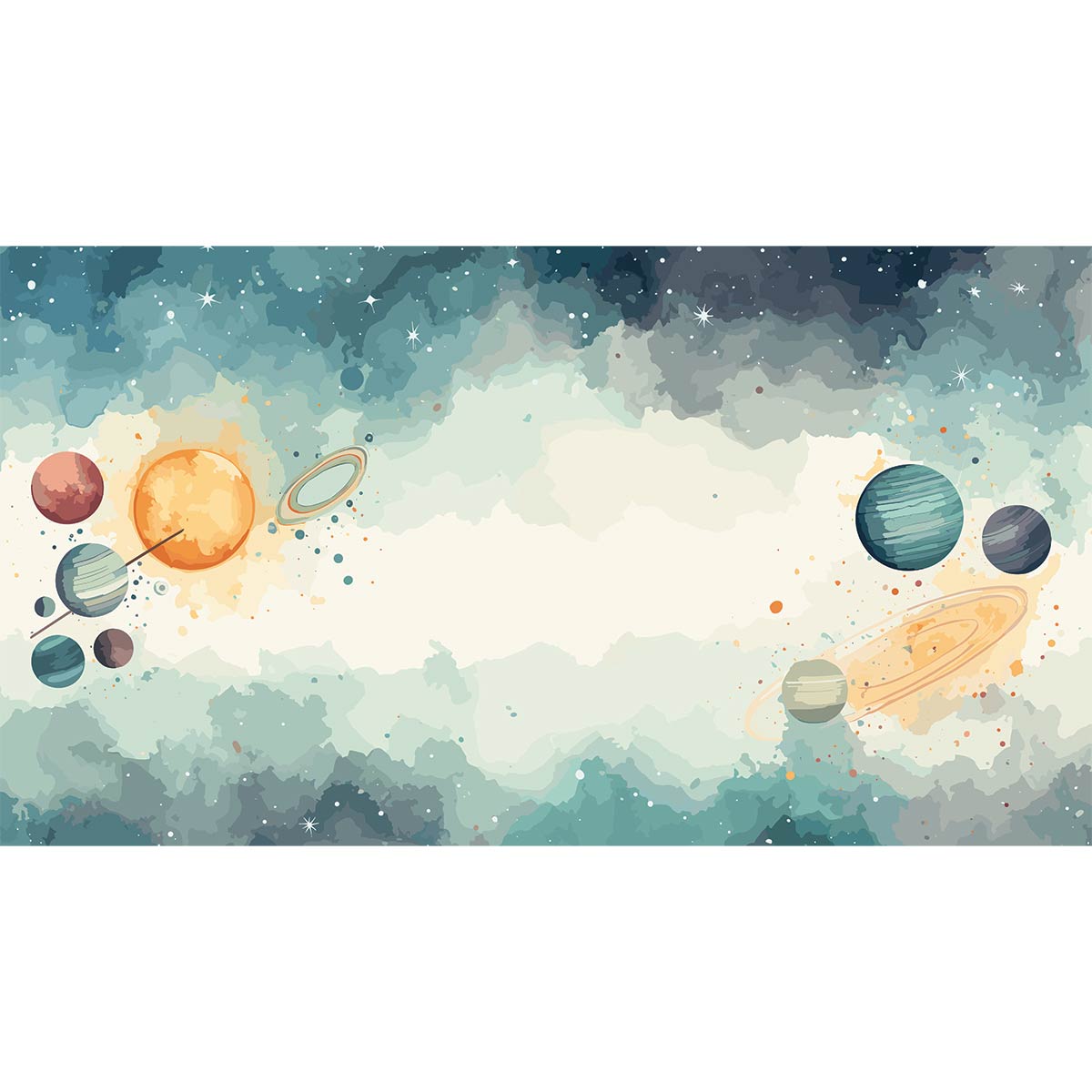 www.smallart.pl tapeta fototapeta dla chłopca chłopięca do pokoju chłopca kosmos planety pastelowe kolory słońce (2)