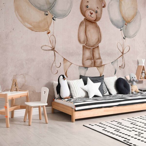 Tapeta na wymiar dziecięca Miś i Balony