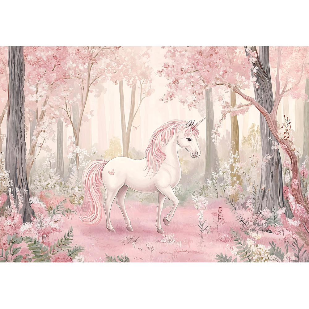 Tapeta na wymiar dla dziewczynki Jednorożec las - obrazek 3