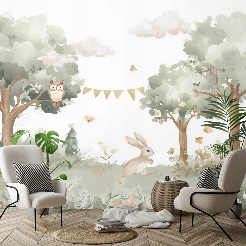 Tapeta na wymiar dziecięca Las i Zwierzątka