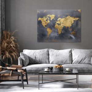 Obraz na płótnie Mapa Świata Glamour - złoto i czarne